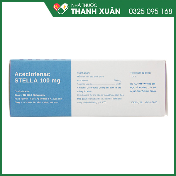 Thuốc Aceclofenac Stada 100mg giảm đau kháng viêm xương khớp